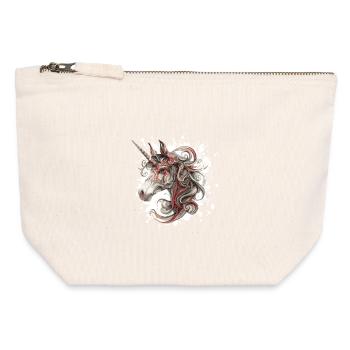 Tête de licorne avec tourbillon de couleur - Pochette zippée en toile 12 x 13 cm - blanc naturel - Devant