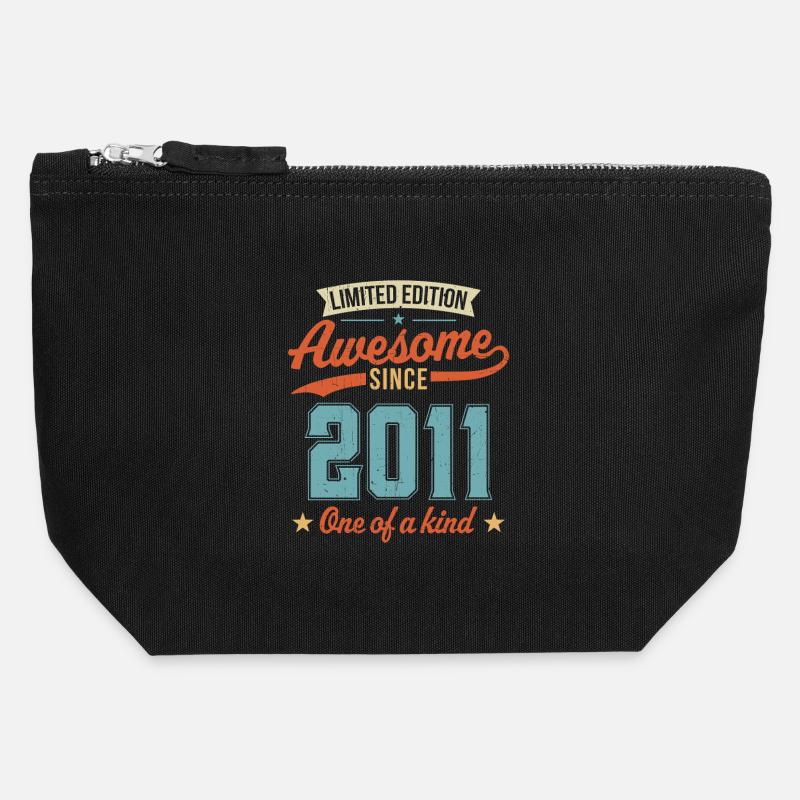Awesome Since 2011 - Canvas Zip Pouch 12 x 13 cm - black