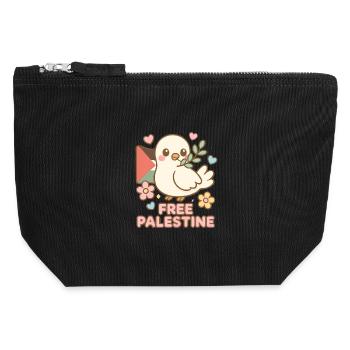 Palestine Libre - Free Palestine - Pochette zippée en toile 12 x 13 cm - noir - Devant