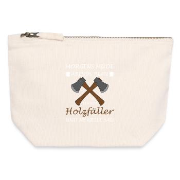 Forestry worker lumberjack forester felling trees - Canvas Zip Pouch 12 x 13 cm - nature - Front
