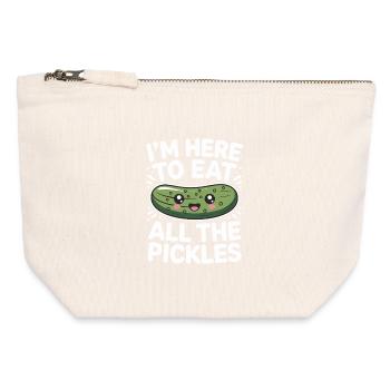 Concombre Kawaii ici pour manger tous les cornichons - Pochette zippée en toile 12 x 13 cm - blanc naturel - Devant