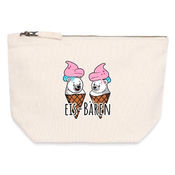 Zwei leckere Eis Bären an der Eisdiele - Canvas Zip Pouch 12 x 13 cm - nature - Front