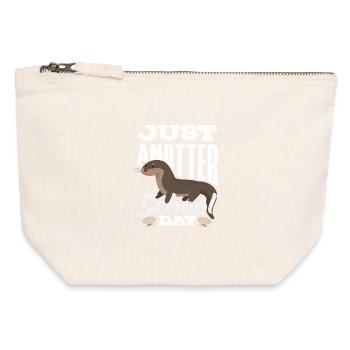 Sea Otter Cartoon School Day - Canvas Zip Pouch 12 x 13 cm - nature - Front