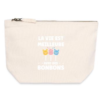 Life is better with candy - Canvas Zip Pouch 12 x 13 cm - nature - Front