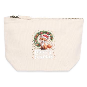 Merry Foxmas Cute Christmas Fox Shirt - Canvas Zip Pouch 12 x 13 cm - nature - Front
