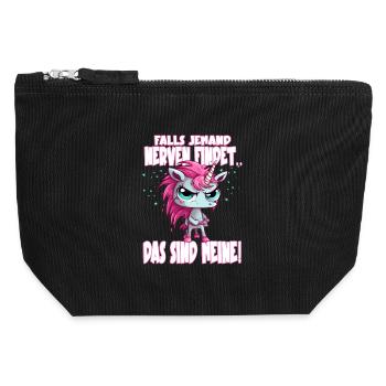 Angry Unicorn Pink Saying - Canvas Zip Pouch 12 x 13 cm - black - Front