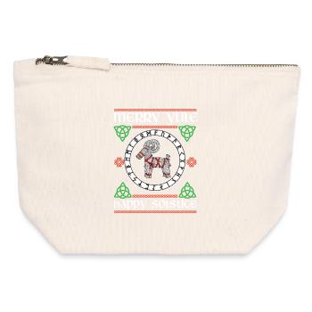 Yuletide Season Merry Yule Happy Solstice - Canvas Zip Pouch 12 x 13 cm - nature - Front