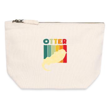 Retro Sea Otter Cartoon - Canvas Zip Pouch 12 x 13 cm - nature - Front