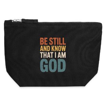 Be Still and Know I Am God – Bible Verse - Canvas Zip Pouch 12 x 13 cm - black - Front