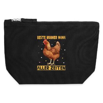 Beste Hühner Mama Aller Zeiten - Canvas Reißverschluss-Täschchen (12 x 13 cm) - Schwarz - Vorne