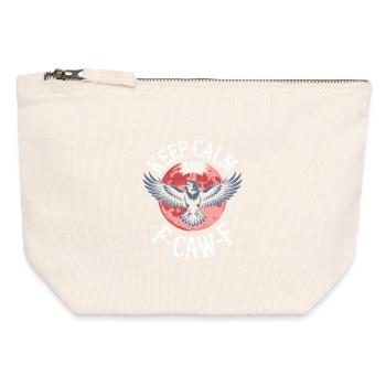 Gardez votre calme et envolez-vous - Pochette zippée en toile 12 x 13 cm - blanc naturel - Devant