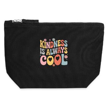 Kindness Is Always Cool Flowers Hearts - Canvas Zip Pouch 12 x 13 cm - black - Front