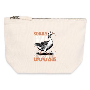 Drôle d’oiseau oie - Pochette zippée en toile 12 x 13 cm - blanc naturel - Devant