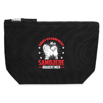 Samoyed Needs Me Sled Dog - Canvas Zip Pouch 12 x 13 cm - black - Front