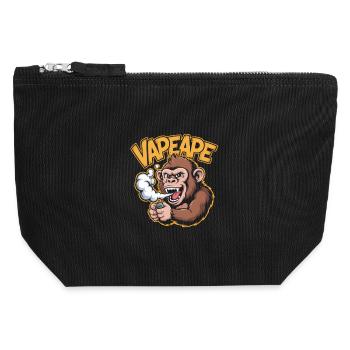 Vape Ape Lustiger Affe Dampfen - Canvas Reißverschluss-Täschchen (12 x 13 cm) - Schwarz - Vorne