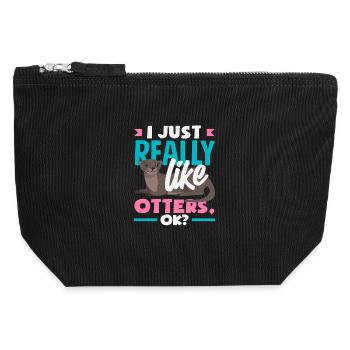Realy Like Sea Otter Cartoon - Canvas Zip Pouch 12 x 13 cm - black - Front