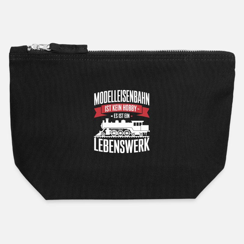  Modelleisenbahn Ist Kein Hobby Es Ist Ein - Canvas Reißverschluss-Täschchen (12 x 13 cm) - Schwarz