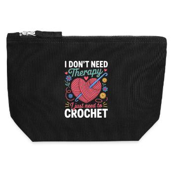 Du crochet de cœur de fil au lieu de la thérapie - Pochette zippée en toile 12 x 13 cm - noir - Devant