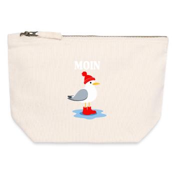 Moin Möwe im Friesen-Look - Canvas Reißverschluss-Täschchen (12 x 13 cm) - Naturweiß - Vorne