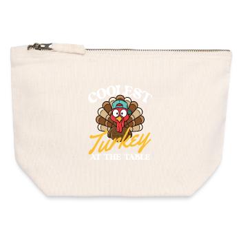 Coolest Turkey At The Table Funny Fall - Canvas Zip Pouch 12 x 13 cm - nature - Front