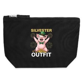Silvester Outfit - Canvas Reißverschluss-Täschchen (12 x 13 cm) - Schwarz - Vorne