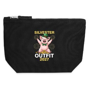 Silvester Outfit 2026 - Canvas Reißverschluss-Täschchen (12 x 13 cm) - Schwarz - Vorne