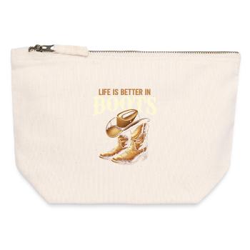 Danse en ligne Cowboy Danseuse en ligne Danse en ligne - Pochette zippée en toile 12 x 13 cm - blanc naturel - Devant
