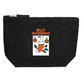 Silly Goosemas Funny Santa Christmas Goose - Canvas Zip Pouch 12 x 13 cm - black - Front