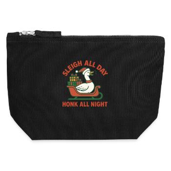 Oie Noël Drôle Père Noël Traîneau Toute la journée - Pochette zippée en toile 12 x 13 cm - noir - Devant