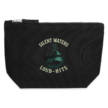 Silent Waters Loud-Hits Angler Abenteuer - Canvas Reißverschluss-Täschchen (12 x 13 cm) - Schwarz - Vorne