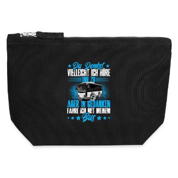 Chauffeur de bus - Pochette zippée en toile 12 x 13 cm - noir - Devant