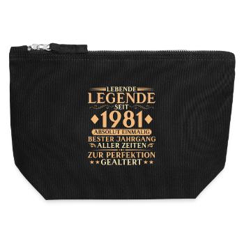 Jahrgang 1981 Geburtstag 45 Jahre Geschenk - Canvas Reißverschluss-Täschchen (12 x 13 cm) - Schwarz - Vorne