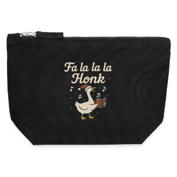 Christmas Goose Fa La La La Honk Funny Holiday - Canvas Zip Pouch 12 x 13 cm - black - Front
