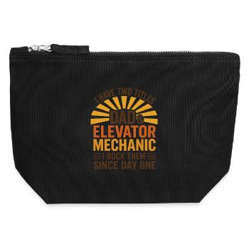 Elevator Mechanic - Dad And Elevator Mechanic - Canvas Zip Pouch 12 x 13 cm - black - Front