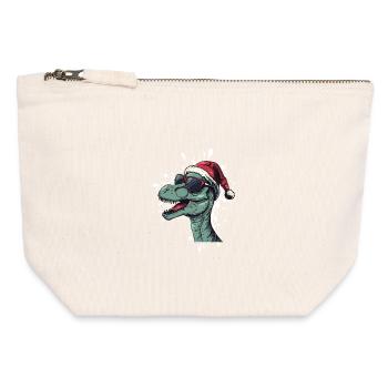 Dinosaurier brontosaurus Weihnachten Lustig - Canvas Reißverschluss-Täschchen (12 x 13 cm) - Naturweiß - Vorne