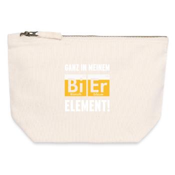 Complètement dans mon élément de bière - Pochette zippée en toile 12 x 13 cm - blanc naturel - Devant