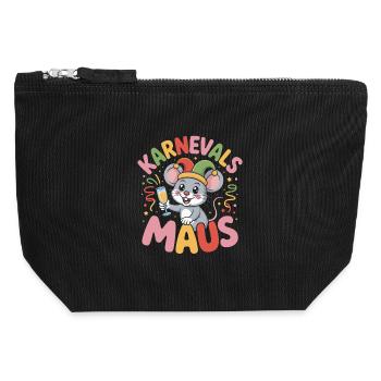 Karnevalsmaus Karneval Köln Kölner Karnevals Maus - Canvas Reißverschluss-Täschchen (12 x 13 cm) - Schwarz - Vorne