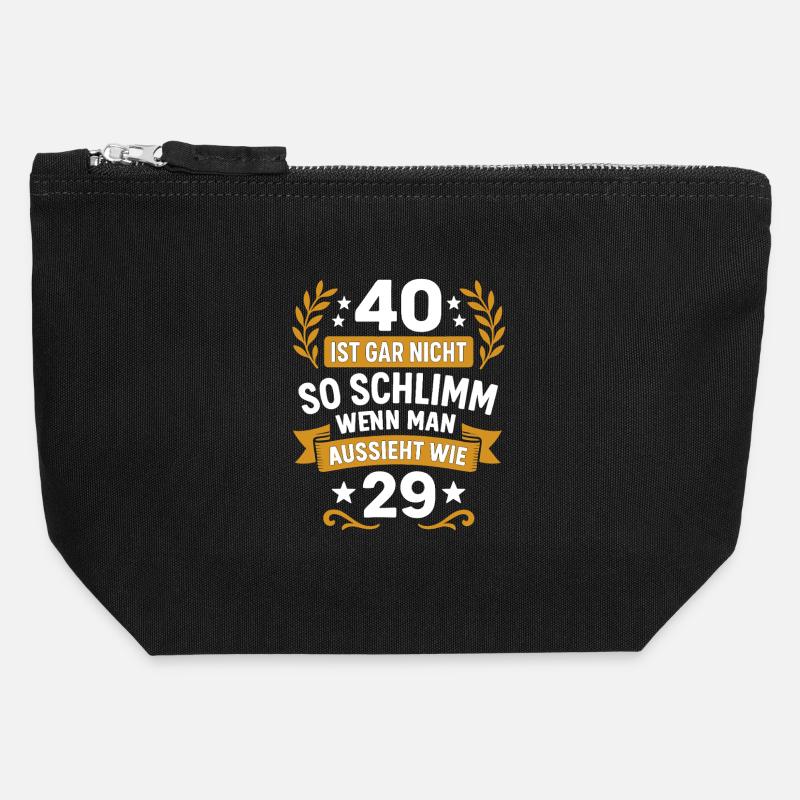 40 isn't so bad when you look 29 - Canvas Zip Pouch 12 x 13 cm - black