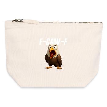 F-Caw-F Aigle Drôle d’Aigle FCAWF F Caw F - Pochette zippée en toile 12 x 13 cm - blanc naturel - Devant