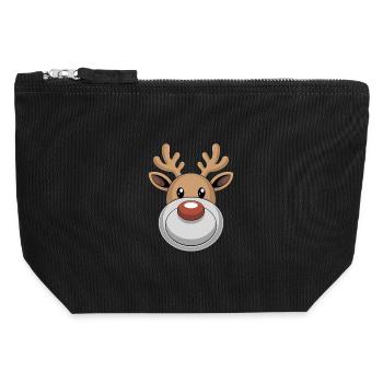Rentier Ugly Christmas - Canvas Reißverschluss-Täschchen (12 x 13 cm) - Schwarz - Vorne