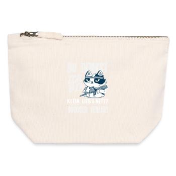 Mauvaise erreur petit chat - Pochette zippée en toile 12 x 13 cm - blanc naturel - Devant
