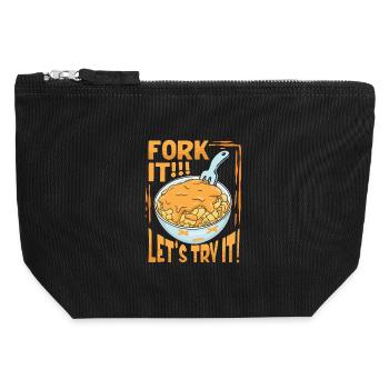 Macaroni au fromage Fourchette It - Pochette zippée en toile 12 x 13 cm - noir - Devant