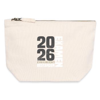 Examen en droit civil 2026 - Pochette zippée en toile 12 x 13 cm - blanc naturel - Devant