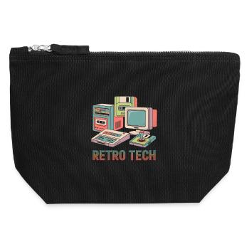 Technique rétro - Pochette zippée en toile 12 x 13 cm - noir - Devant