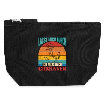 Cuxhavener LET ME THROUGH MUST GO TO CUXHAVEN - Canvas Zip Pouch 12 x 13 cm - black - Front