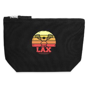 LAX Retro Vintage Lacrosse Sunset Player Style - Canvas Zip Pouch 12 x 13 cm - black - Front