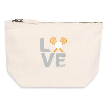 Amour Crosse Minimal Bâton Balle Sports Mode de vie - Pochette zippée en toile 12 x 13 cm - blanc naturel - Devant
