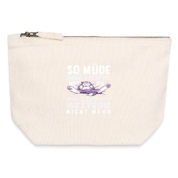Aussi fatigué qu’aujourd’hui dicton de chat - Pochette zippée en toile 12 x 13 cm - blanc naturel - Devant