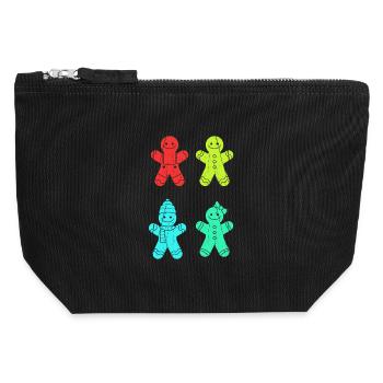 Noël en pain d’épices du Père Noël - Pochette zippée en toile 12 x 13 cm - noir - Devant