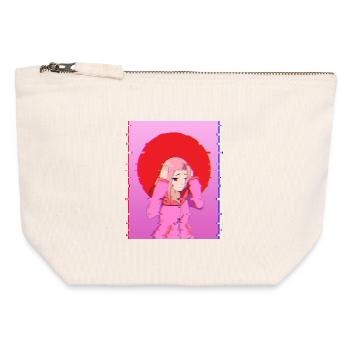 Glitch Aesthetic Anime Girl Digitales Kunstdesign - Canvas Reißverschluss-Täschchen (12 x 13 cm) - Naturweiß - Vorne